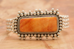 Artie Yellowhorse Genuine Spiny Oyster Shell Sterling Silver Navajo Bracelet